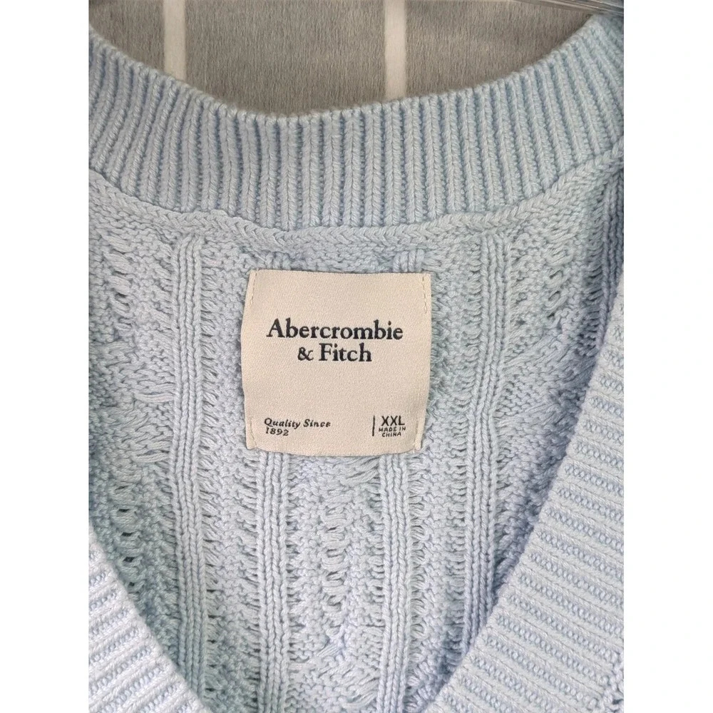 Abercrombie And Fitch Women's Sweater Vest XXL Blue Academia Knit Layer Stretchy